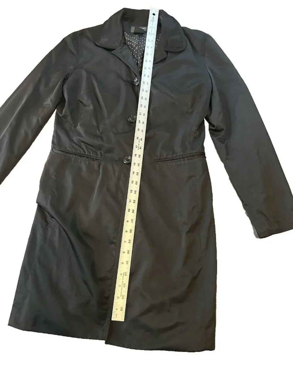 Nine West Black Trench Coat Womens M Lightweight Car Jacket Classic Career